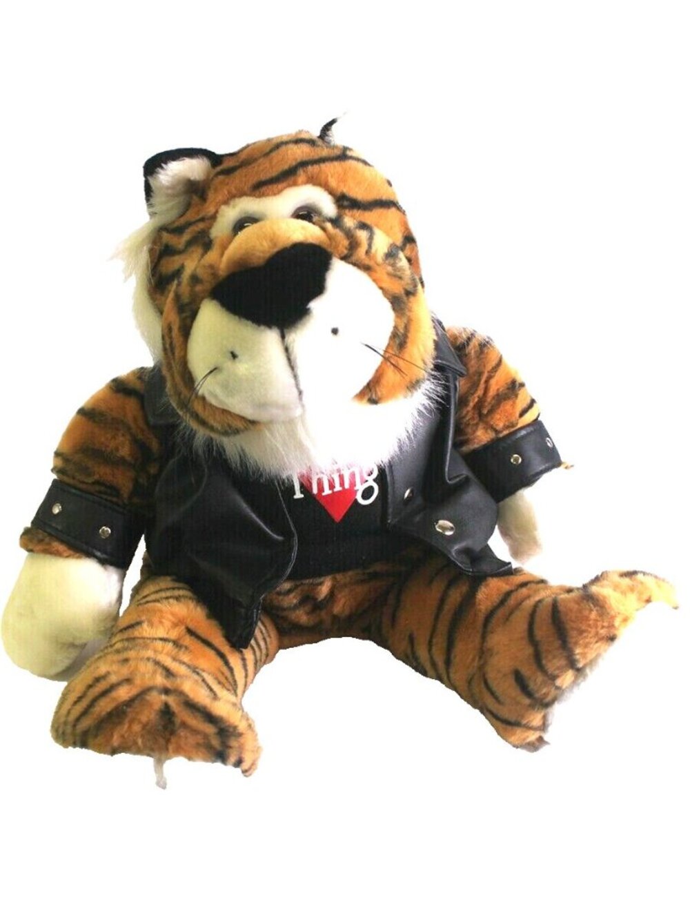 Dan Dee Collectors Choice Tiger Plush With Faux Leather Bomber Jacket Love Biker
